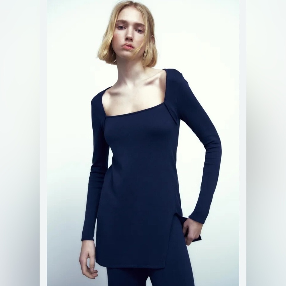 Zara Navy Long Sleeve Dress